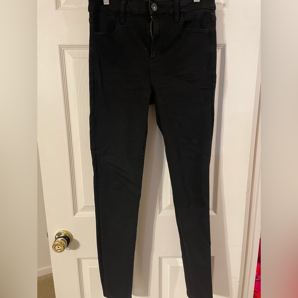 black skinny jeans american eagle size 10 long